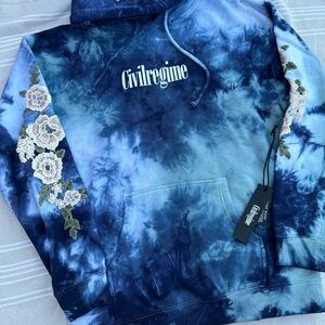 COPY - NWT CIVIL REGIME BY DARC SPORT WOMENS WHITE ROSE TIE DYE HOODIE SZ L